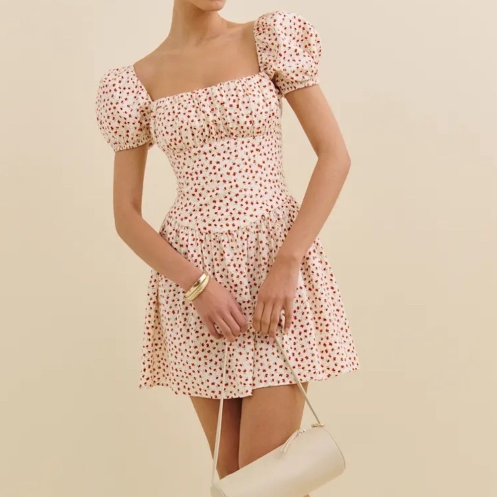 Marielle 4 Reformation Red Floral Mini Dress NWOT